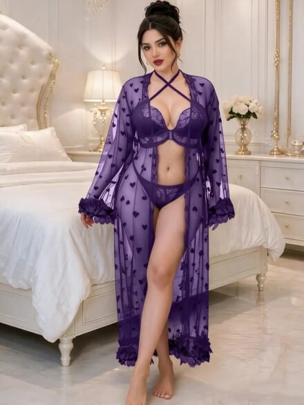 طقم نوم بالروب كود 328